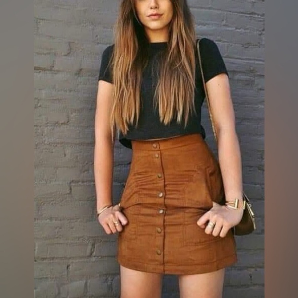 Angel Kiss Copper Button-Front Mini Skirt
